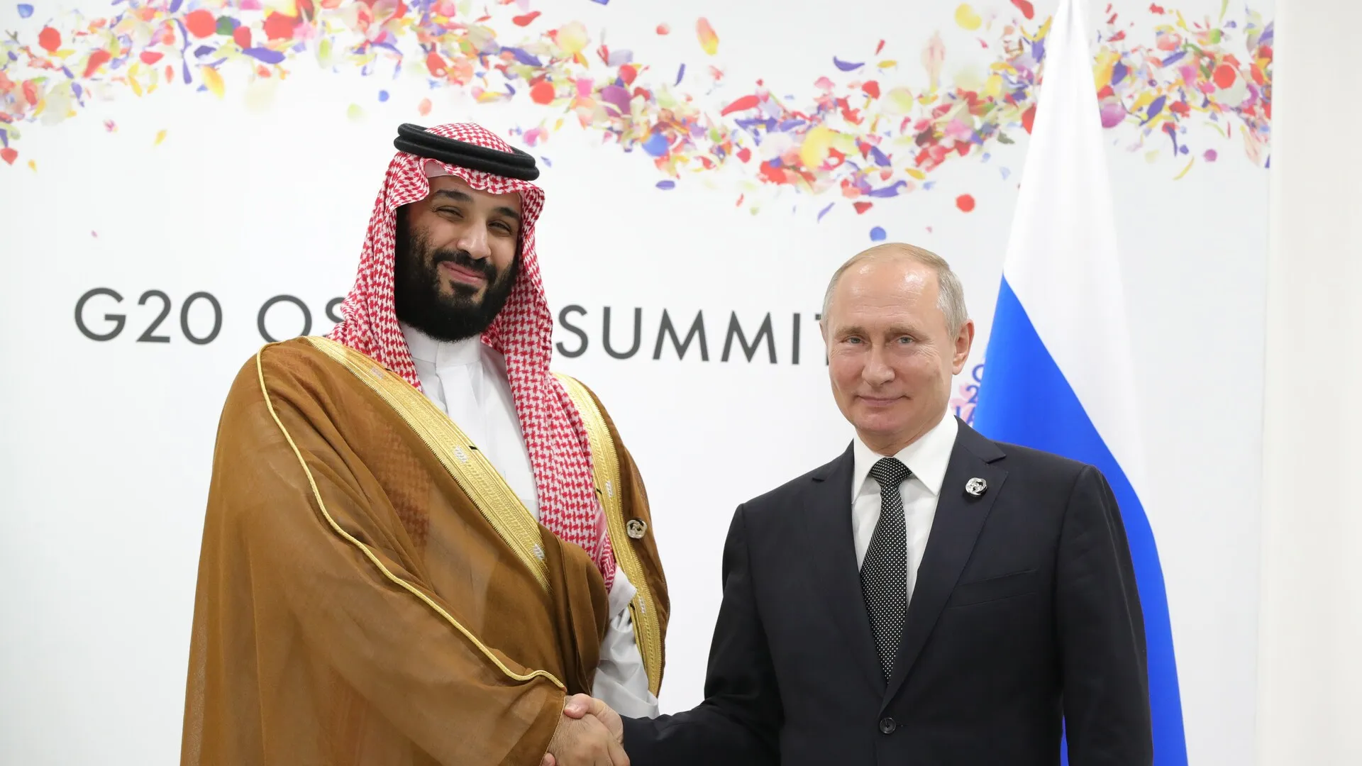 Putin und der saudische Kronprinz Mohammed bin Salman beim G20-Gipfel in Osaka, 29. Juni 2019. Foto: kremlin.ru, CC BY 4.0